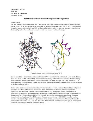 Simulations of Biomolecules Using Molecular Dynamics