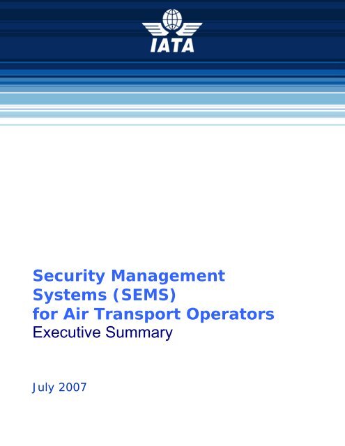 Security Management Systems (SEMS) for Air Transport Operators ...