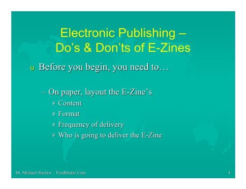 Electronic Publishing – Do's & Don'ts of E-Zines - FeedDealer.Com