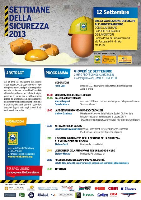 Scarica la brochure dell'evento - Prevenzione Cantieri