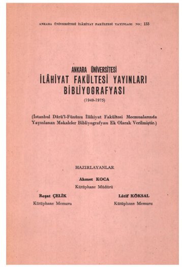 PDF Dosyası - Ankara Üniversitesi Kitaplar Veritabanı