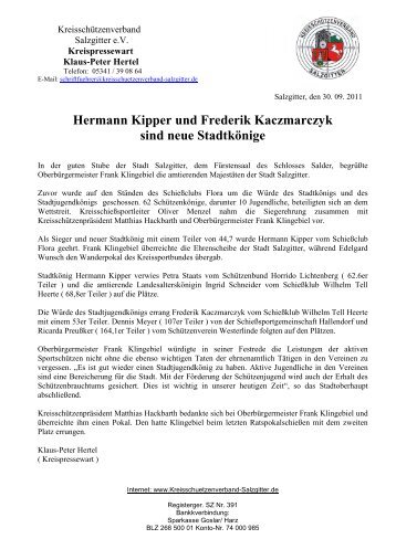 Hermann Kipper und Frederik Kaczmarczyk sind neue StadtkÃ¶nige
