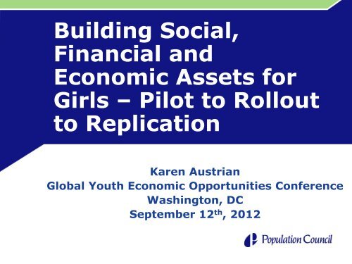 Building Social, Financial and Economic Assets for Girls - Youth ...