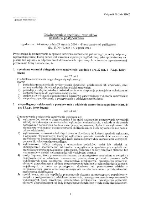 OÅwiadczenie o speÅnianiu warunkÃ³w - KRUS
