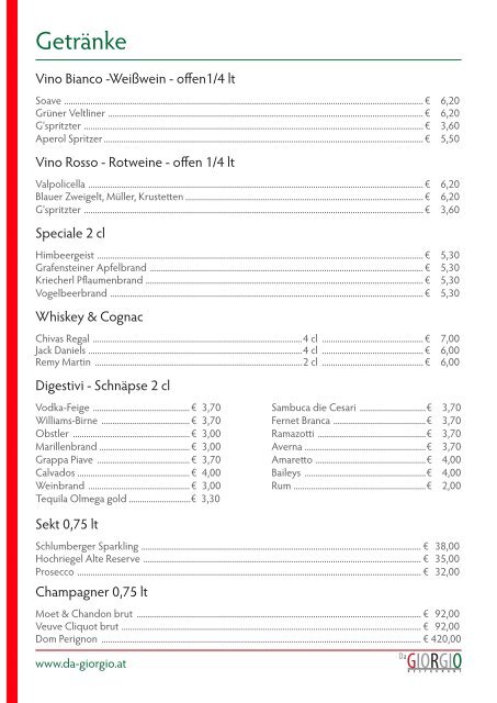Speisekarte downloaden (PDF - 1004KB) - Gruberstadl in Obertauern