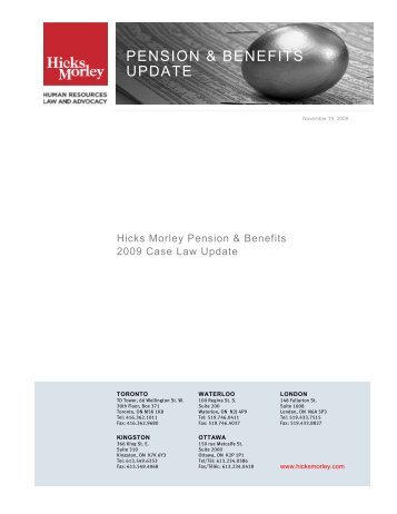 2009 Pension and Benefits Case Law Update - Hicks Morley