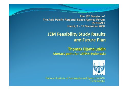 Activity report from Indonesia - APRSAF