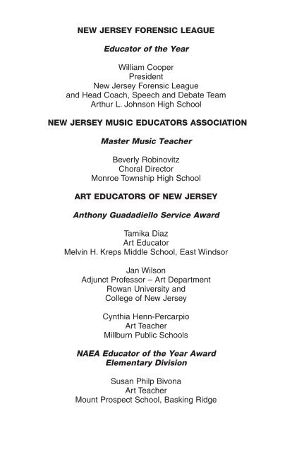 2009 Program - New Jersey Arts Education Partnership