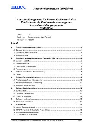 Ausschreibungstexte großes System - IBIX Informationssysteme GmbH