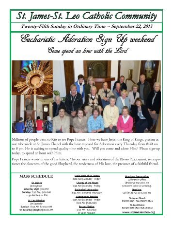 Eucharistic Adoration Sign Up weekend - St. James and St. Leo ...