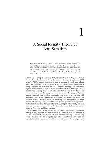 A Social Identity Theory of Anti-Semitism - Kevin MacDonald