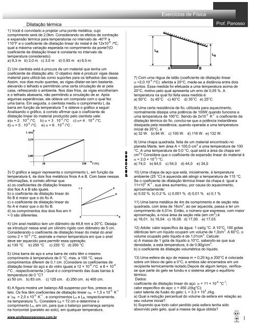 DilataÃ§Ã£o tÃ©rmica - Professor Panosso