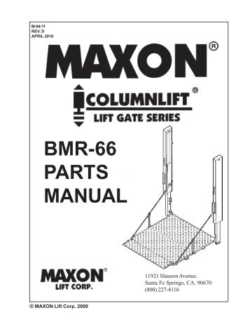 BMR-66 PARTS MANUAL - Maxon