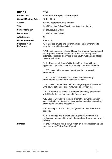 Council Agenda - Kangaroo Island Council - SA.Gov.au