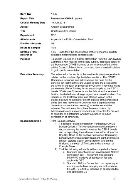 Council Agenda - Kangaroo Island Council - SA.Gov.au