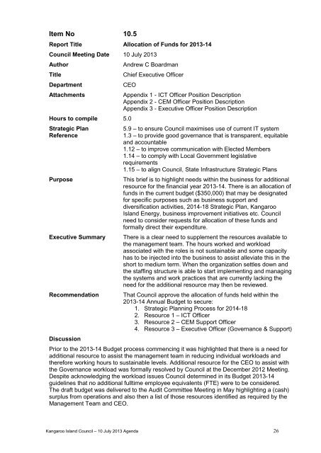 Council Agenda - Kangaroo Island Council - SA.Gov.au