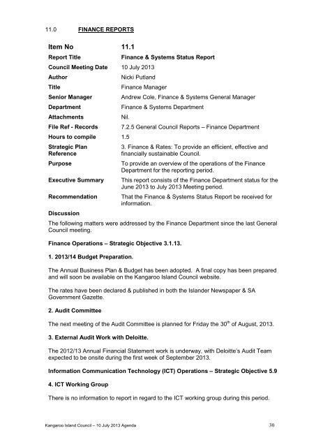 Council Agenda - Kangaroo Island Council - SA.Gov.au