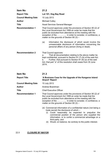 Council Agenda - Kangaroo Island Council - SA.Gov.au