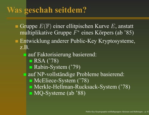 Public-Key Kryptographie mit Halbgruppen-Aktionen und Halbringen