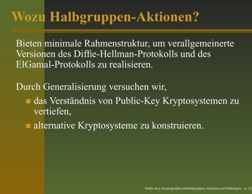 Public-Key Kryptographie mit Halbgruppen-Aktionen und Halbringen