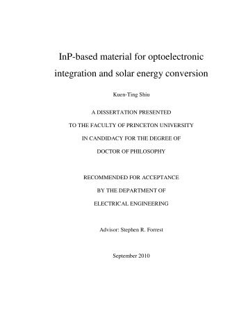 InP-based material for optoelectronic integration and solar energy ...