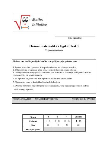 Osnove matematika i logike: Test 3 - ProCredit