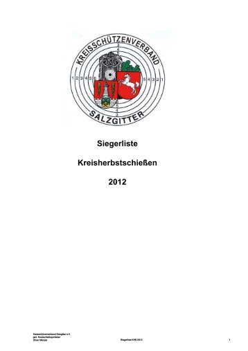 Siegerliste KHS 2012 - KreisschÃ¼tzenverband Salzgitter eV