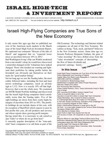 Israeli High-Flying Companies are True Sons of the New Economy