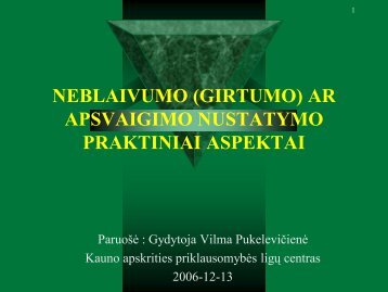 neblaivumo (girtumo) ar apsvaigimo nustatymo praktiniai aspektai