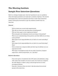 The Meeting Institute Sample Peer Interview Questions