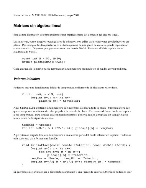 Matrices sin Ã¡lgebra lineal