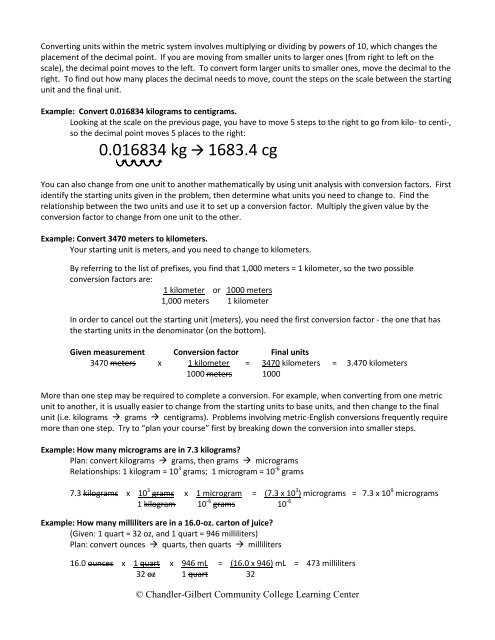 Metric System - Chandler-Gilbert Community College