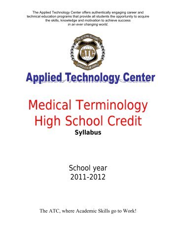 Medical Terminology High School Credit - Applied Technology Center