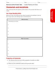 Nonmetals & Metalloids Guided Reading