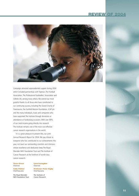 Joint Annual Research Report 2004 - The Royal Marsden