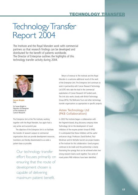 Joint Annual Research Report 2004 - The Royal Marsden