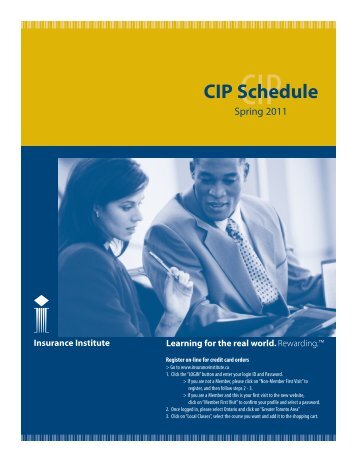 CIP Schedule - Insurance Institute of Canada