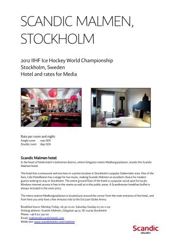 Scandic Malmen, Stockholm – Hotel And rates For Media - IIHF
