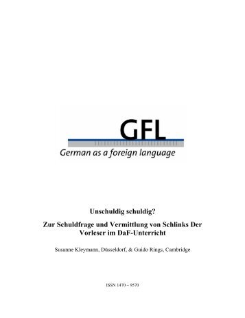 Unschuldig schuldig? Zur Schuldfrage und Vermittlung von Schlinks