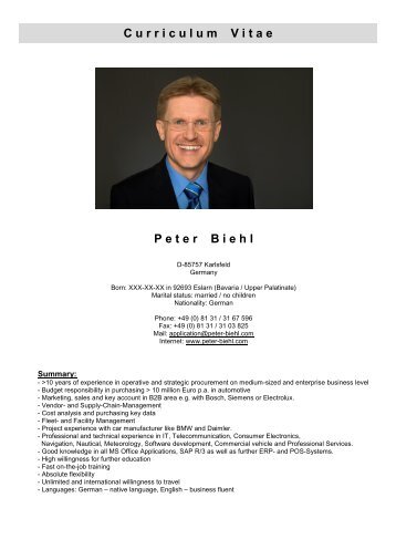 CV for printing... - Peter Biehl