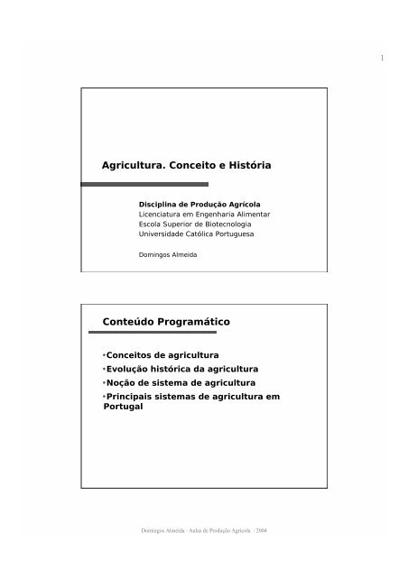 Conceitos e histÃ³ria da agricultura - Domingos Almeida