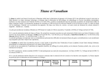 Titane et Vanadium - SIG Mines France
