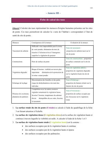 Fiche de calcul des taux - Annexe III - - Réseau des tortues marines ...