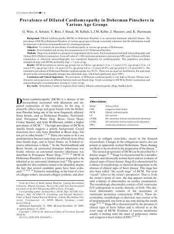 Prevalence of Dilated Cardiomyopathy in Doberman Pinschers in ...