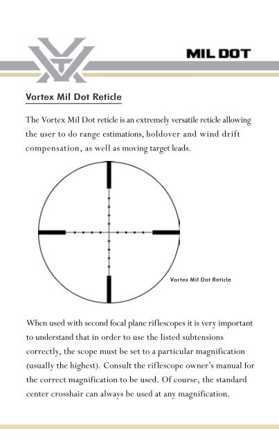 Reticle Manual Mil Dot - Vortex Optics