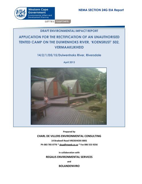 Draft Environmental Impact Report (1431 KB pdf file) - BolandEnviro ...