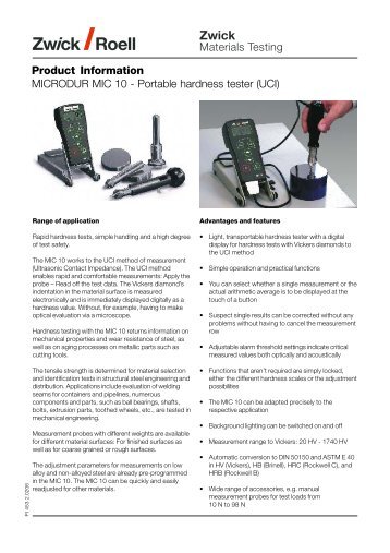 MICRODUR MIC 10 - Portable hardness tester (UCI)