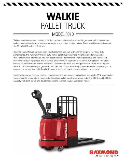 Model 8310 Walkie Pallet Truck Sell Sheet Raymond Corporation