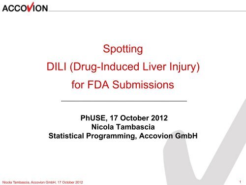 Spotting DILI (Drug-Induced Liver Injury) for FDA ... - PhUSE Wiki