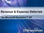 Revenue & Expense Deferrals - Binary Stream